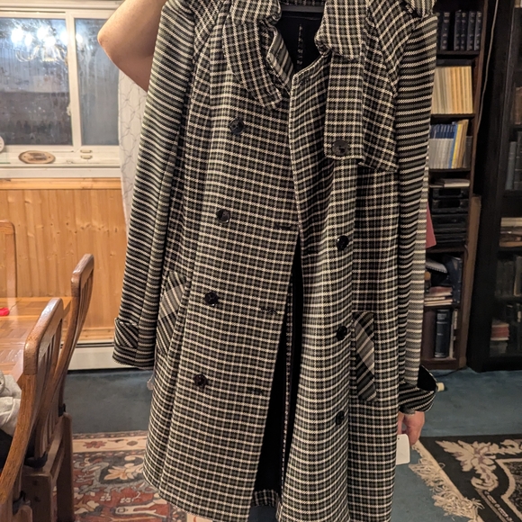 Patrizia Pepe Green Plaid Double-Breasted Fit And Flare Pea Coat - Picture 1 of 5